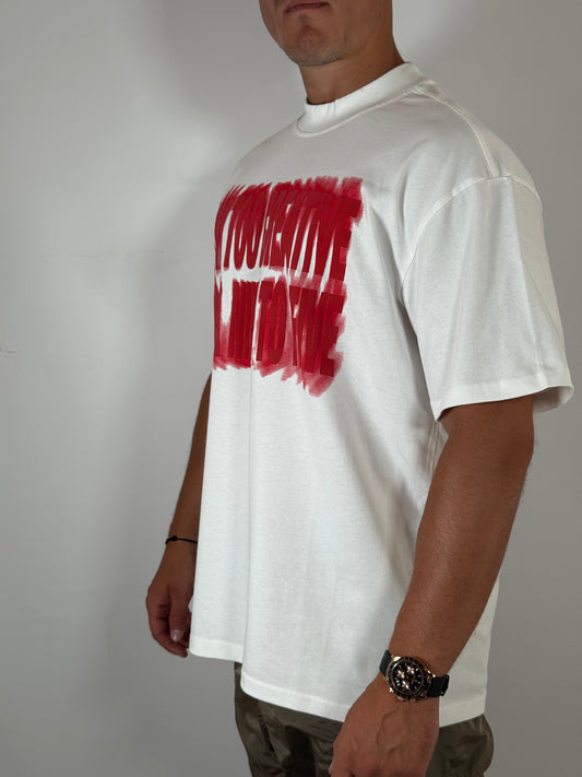 T-shirt bianca stampa rossa