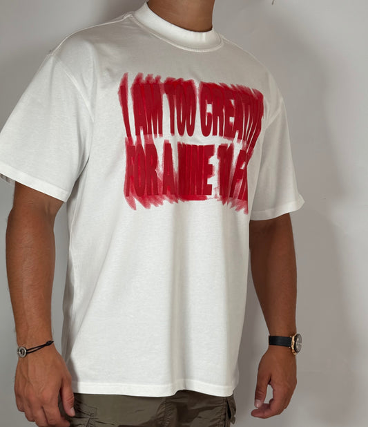 T-shirt bianca stampa rossa